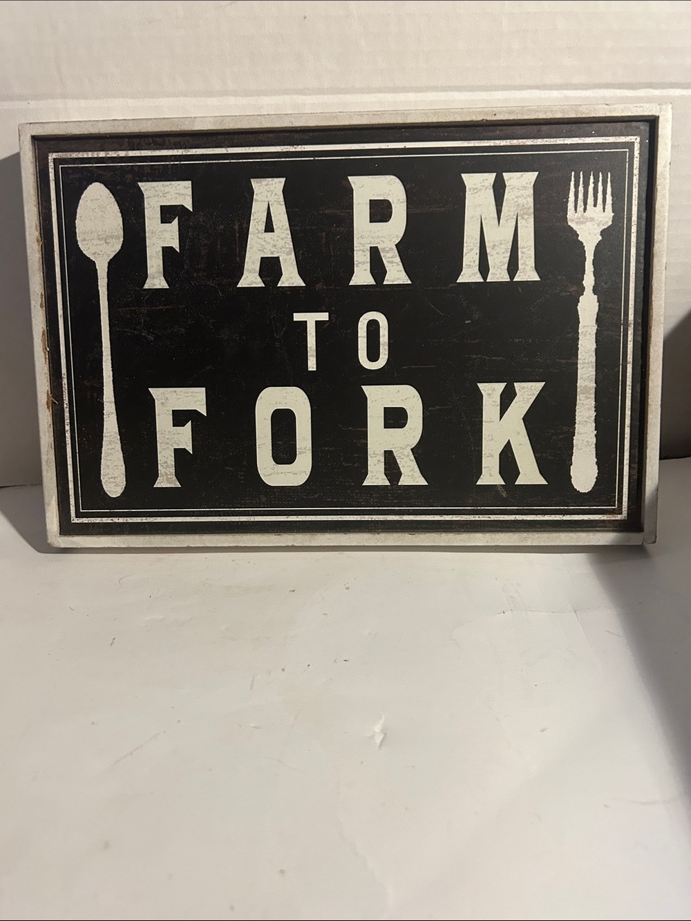 Farm to Fork Black & White Wall Sign